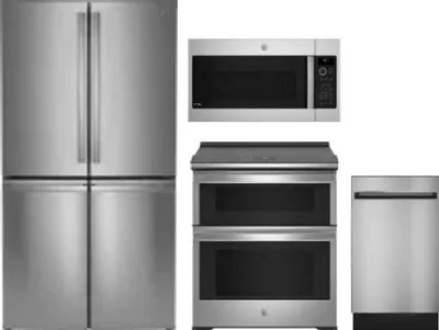 4 Piece Package Includes Refrigerator, Range, Microwave And Dishwasher